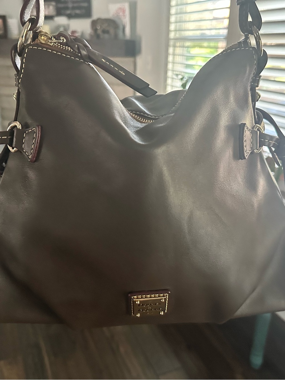 Dooney & Bourke Dark Brown Leather Shoulder Bag - Picture 2 of 8